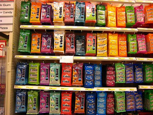 Packs Of Gum. to buy three packs of gum.